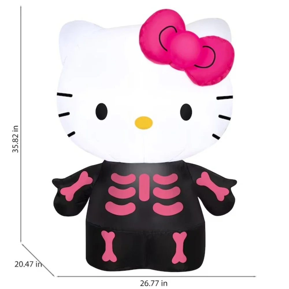 HELLO‎ KITTY Halloween Pink Skelton Airblown  Inflatable 3ft Tall Lights Up